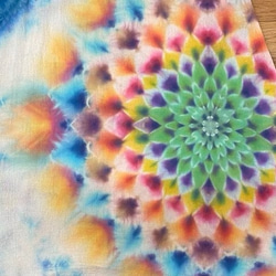 タイダイ染め 長袖ワンピース Hippies Dye 艶やかな水面カラーに幻想的な大曼荼羅 ヘンリーネック 13-33 7枚目の画像