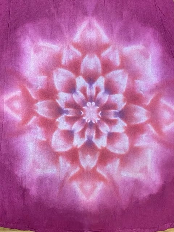 タイダイ染め ロングワンピース HippiesDye バーガンディに美しい宝石のような碧碧色の大曼荼羅 HD13-44 10枚目の画像