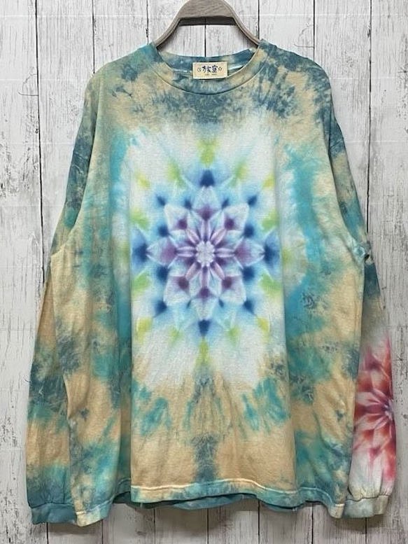 タイダイ染め ビッグシルエット長袖Ｔシャツ　曼荼羅 　HIPPIES DYE新作　XLサイズ HD13-39 1枚目の画像