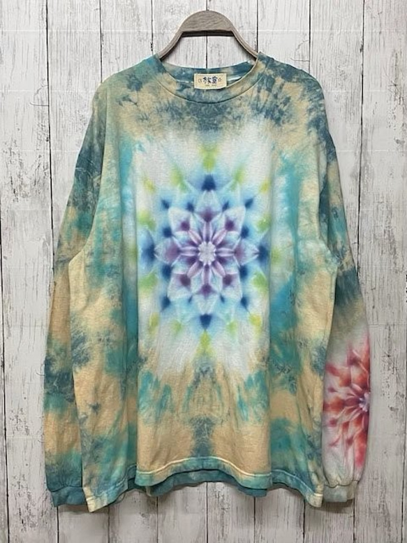 タイダイ染め ビッグシルエット長袖Ｔシャツ　曼荼羅 　HIPPIES DYE新作　XLサイズ HD13-39 4枚目の画像