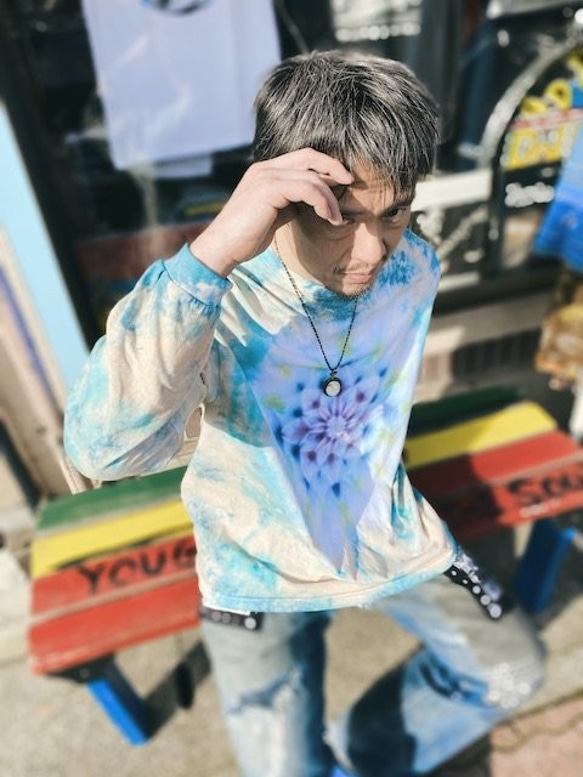 タイダイ染め ビッグシルエット長袖Ｔシャツ　曼荼羅 　HIPPIES DYE新作　XLサイズ HD13-39 6枚目の画像