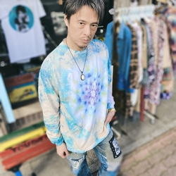 タイダイ染め ビッグシルエット長袖Ｔシャツ　曼荼羅 　HIPPIES DYE新作　XLサイズ HD13-39 9枚目の画像