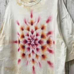 タイダイ染め　ビッグシルエット Tシャツ　Lサイズ　曼荼羅　ムラ染めベージュ Hippies Dye HD13-75 2枚目の画像