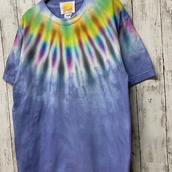 Hippies Dye Ｔシャツ　Mサイズ　ネイティブ風タイダイ染め　ブルー HD14-09 2枚目の画像