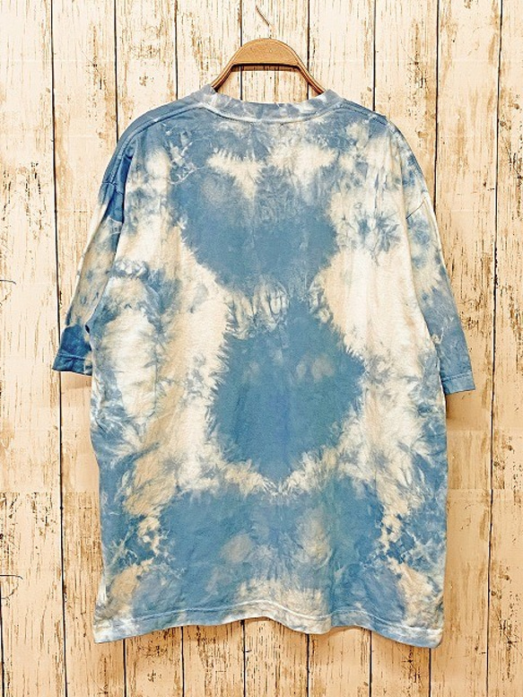 タイダイ染め　ビッグシルエット Tシャツ　Lサイズ　曼荼羅　ムラ染め ブルー Hippies Dye HD14-13 3枚目の画像