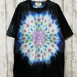 タイダイ染め Tシャツ　Lサイズ　大曼荼羅　ブラック　Hippies Dye HD14-20 1枚目の画像