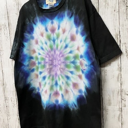 タイダイ染め Tシャツ　Lサイズ　大曼荼羅　ブラック　Hippies Dye HD14-20 2枚目の画像