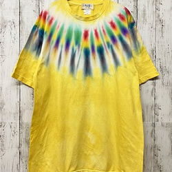 タイダイ染め　 Tシャツ　XLサイズ　ネイティブダイ　イエロー　 Hippies Dye HD14-42 1枚目の画像