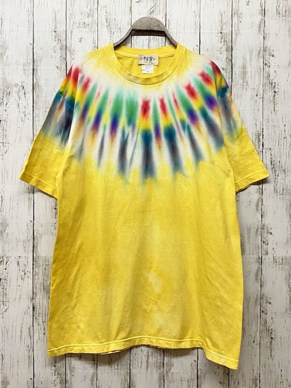 タイダイ染め　 Tシャツ　XLサイズ　ネイティブダイ　イエロー　 Hippies Dye HD14-42 1枚目の画像