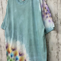 タイダイ染め　 Tシャツ　XLサイズ　曼荼羅　ライトブルー　水浅葱色　Hippies Dye HD14-47 2枚目の画像