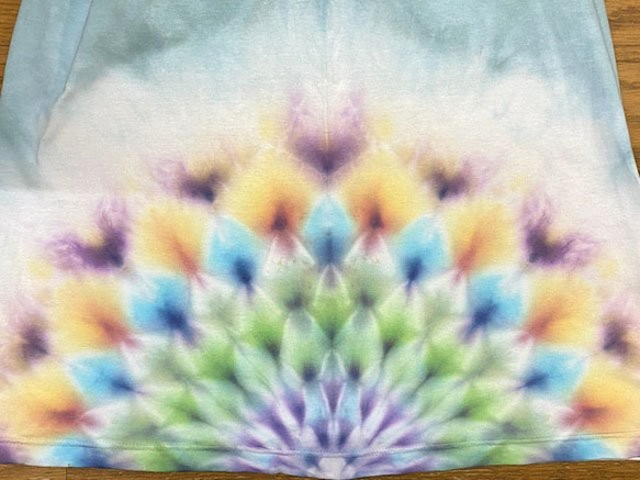 タイダイ染め　 Tシャツ　XLサイズ　曼荼羅　ライトブルー　水浅葱色　Hippies Dye HD14-47 3枚目の画像