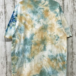 タイダイ染め ヘンリーネックTシャツ　Lサイズ　曼荼羅　ブルー×ベージュ　Hippies Dye HD14-57 3枚目の画像