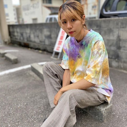 タイダイ染め　ビッグシルエット Tシャツ　Lサイズ　ムラ染め カラフル　 Hippies Dye HD14-62 4枚目の画像