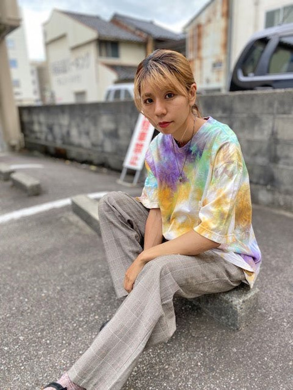 タイダイ染め　ビッグシルエット Tシャツ　Lサイズ　ムラ染め カラフル　 Hippies Dye HD14-62 4枚目の画像