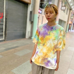 タイダイ染め　ビッグシルエット Tシャツ　Lサイズ　ムラ染め カラフル　 Hippies Dye HD14-62 7枚目の画像