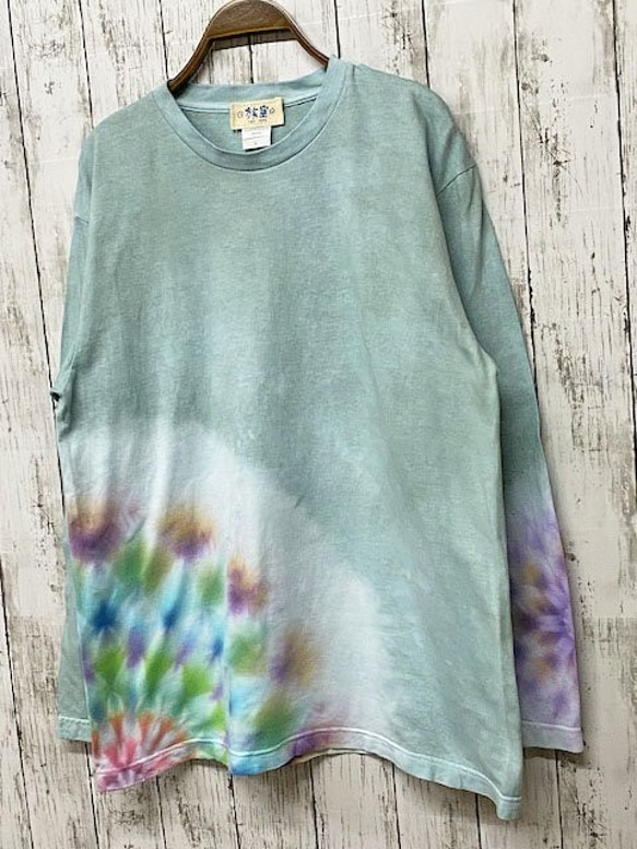 タイダイ染め 長袖Tシャツ　Lサイズ 　曼荼羅 　HIPPIES DYE新作　秘色 HD14-78 2枚目の画像