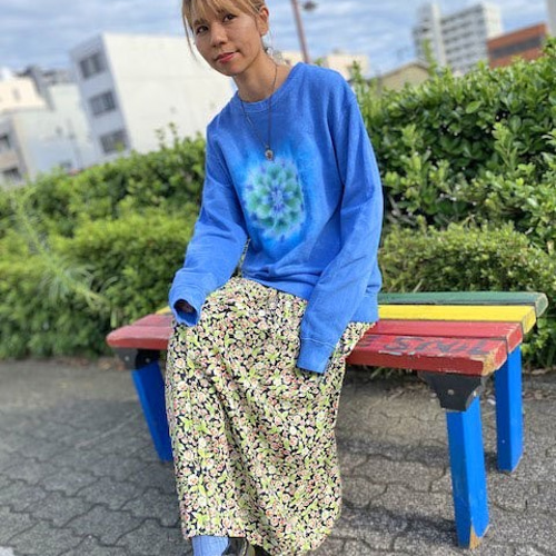 タイダイ スウェット トレーナー Hippies Dye最新作 曼荼羅 Lサイズ 藍