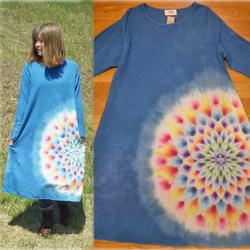 紮染紮染曼陀羅非常流行的禮服美艷♪大曼荼羅♪在綾雅，或在優雅和溫柔的藍色HD6-86 第2張的照片