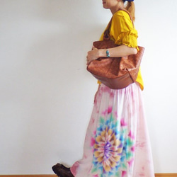 タイダイ　絞り染め　曼荼羅　スカート♪優しい上品なモーブピンクをムラ染め♪落ち着いた色彩で華やかな大曼荼!!HD7-70 2枚目の画像