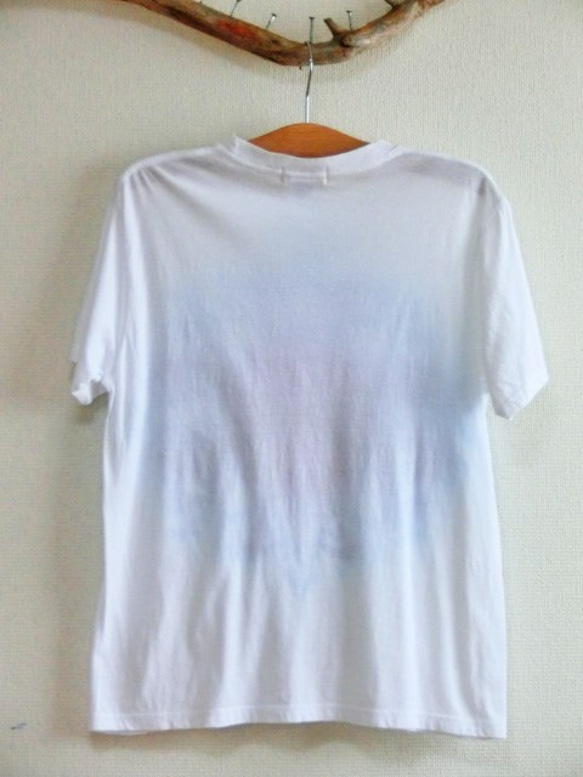 タイダイ　絞り染め　曼荼羅　新作Tシャツ　Mサイズ☆ホワイトに藍紫スノーフレイク☆☆　☆HD9-67 5枚目の画像