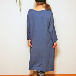 帥染蓬鬆雙層紗網長袖洋裝靛藍HD10-69 第4張的照片
