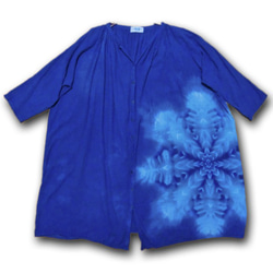 領帶染料紮染曼荼羅靛藍的新的寬鬆的長袖連衣裙♪寶石美麗的雪花☆HD11-18 第4張的照片