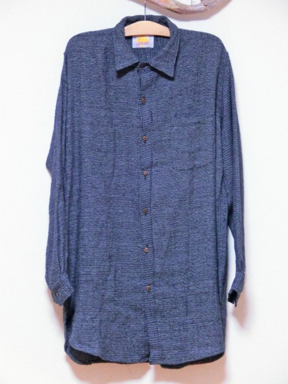 喬姆頓·棉花男式長衫“你好陌生人” ROLL1-4靛藍 第4張的照片