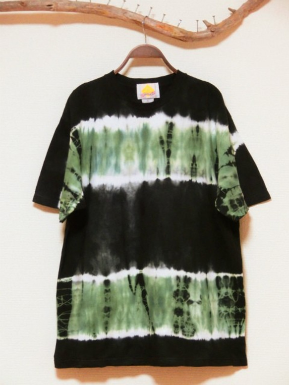 タイダイ　絞り染め　Hippies Dye☆Ｔシャツ　XLサイズ　ビッグボーダーダイ　 HD11-68 3枚目の画像