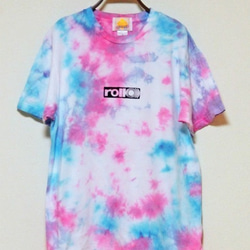 ROLLOVER×HIPPIES DYE☆タイダイＴシャツ XLサイズ ピンク×ブルー HD11-86XL 1枚目の画像