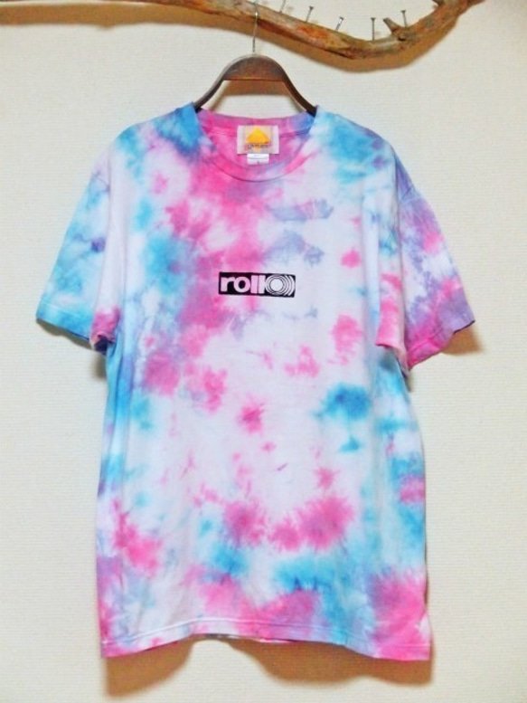 ROLLOVER×HIPPIES DYE☆タイダイＴシャツ XLサイズ ピンク×ブルー HD11-86XL 1枚目の画像