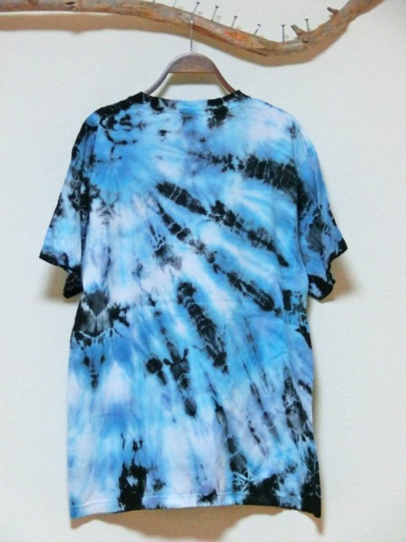 ROLLOVER×HIPPIES DYE☆タイダイＴシャツ XLサイズ ブルー×ブラック HD11-87XL 2枚目の画像