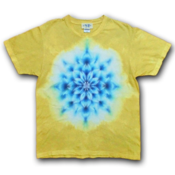 Hippies Dye☆Ｔシャツ　Mサイズ　タイダイ曼荼羅☆ ライトマスタード HD11-92 3枚目の画像