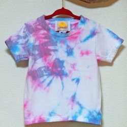 HIPPIES DYE 手染めタイダイ絞り染め　Ｔシャツ♪キッズ100cm HD11-90 1枚目の画像