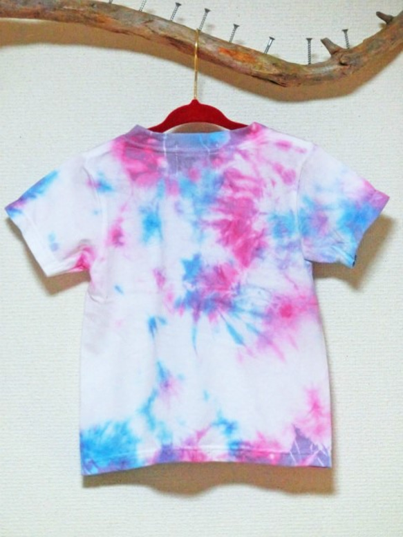 HIPPIES DYE 手染めタイダイ絞り染め　Ｔシャツ♪キッズ100cm HD11-90 2枚目の画像