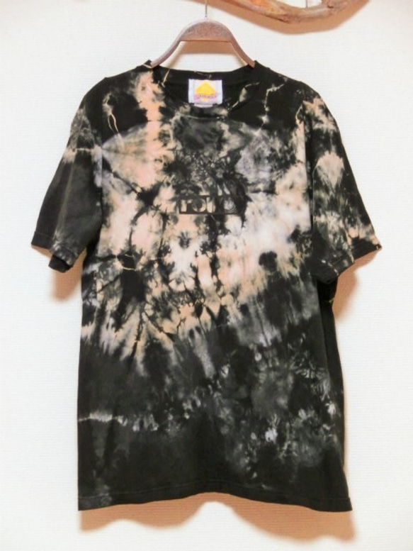 ROLLOVER×HIPPIES DYE☆タイダイＴシャツ Lサイズ ブラック×ベージュホワイト HD11-88L 1枚目の画像