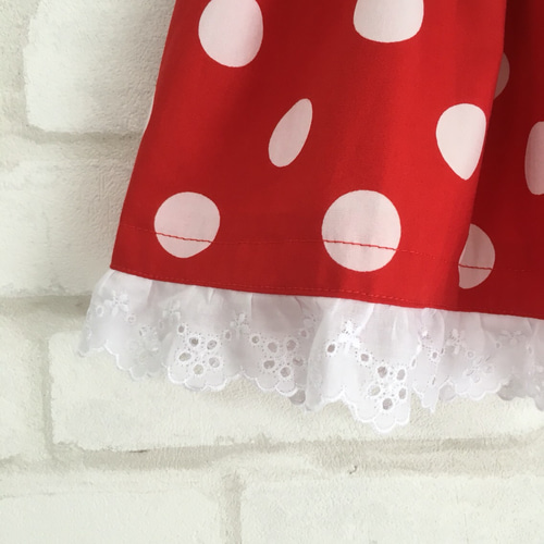 ミニーマウス風 赤と白の水玉スカートとリボンベルトセット ❁ミニーちゃん