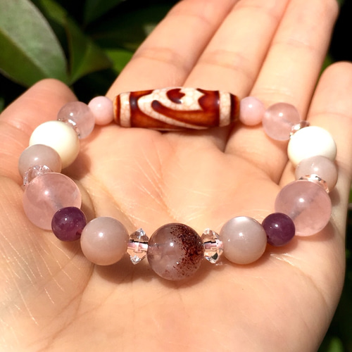 水蓮花天珠入り組み合わせブレス ブレスレット SAKURA STONE 水蓮花天珠入り組み合わせブレス ブレスレット SAKURA STONE