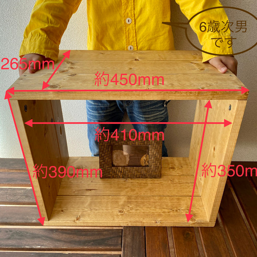 ☆手作り レアなツートン収納BOX 2種類の木使用（01）ハンドメイド ロの字の木箱 2wayセット塗装品]1個・扉付・背板無 おしゃれに収納
