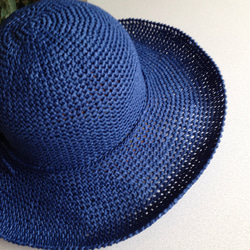 夏の帽子   青いキャプリーヌ 3枚目の画像