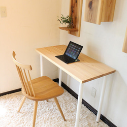 無垢材のデスク / 100cm×50cm / ライトブラウン / 組立簡単 工具不要