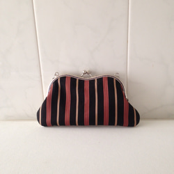 Kimono M-shape large purse /-clutch bag with bead embroidery 第4張的照片