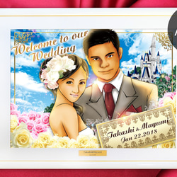 ウェルカムボード 似顔絵 A3横 青空デザイン ウェルカムボード