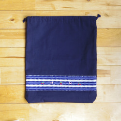 【SALE】サンプル品　スモッキング刺繍巾着Lサイズ 1枚目の画像
