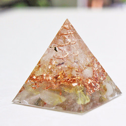 三角錐型オルゴナイト ガーネット＆ピンクトルマリン 生命力UP・勝利
