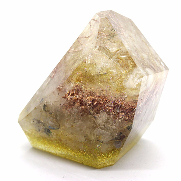 鉱石型オルゴナイト シトリン＆ルチルクォーツ 3枚目の画像