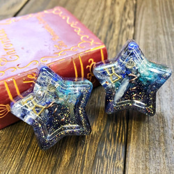 オルゴナイトクマさん　キラキラブルー♡ラピスラズリ 星型 冬の夜空 オルゴナイト ラピスラズリ&アパタイト その他置物 毘殊