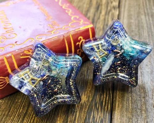 星型 冬の夜空 オルゴナイト ラピスラズリ&アパタイト その他置物 毘殊