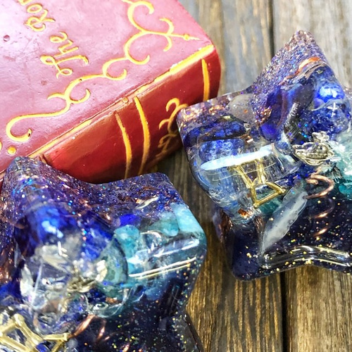 星型 冬の夜空 オルゴナイト ラピスラズリ&アパタイト その他置物 毘殊