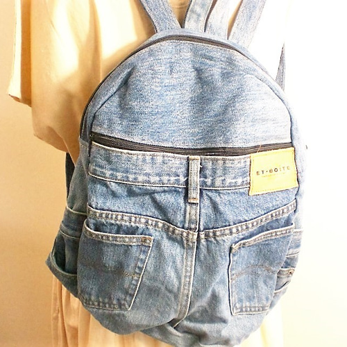 再再再再再再販 ！デニム ジーンズ リメイク リュックサック 大きめ ki