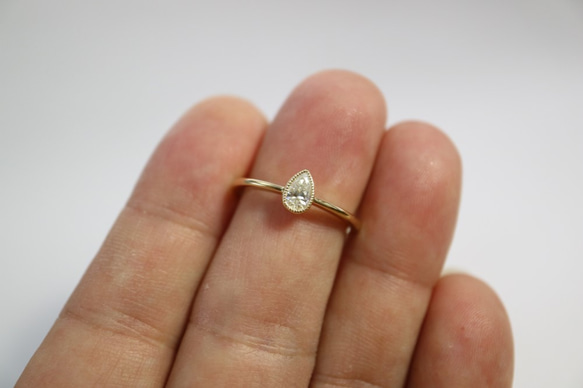 ペアシェープダイヤモンド指輪 8枚目の画像